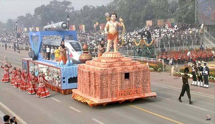 Republic Day 2024: Ayodhya's legacy in UP's tableau, glimpse of Ram Lalla seen on the path of duty Republic Day 2024: કર્તવ્ય પથ પર આવતા જ રામલલા  છવાયા, ગણતંત્ર દિવસની ઉજવણીમાં યુપીની અદભુત ઝાંખી જોવા મળી
