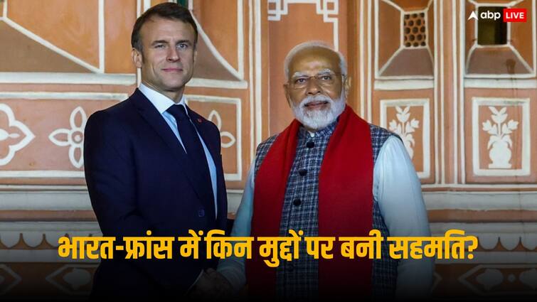 PM Modi and French President Emmanuel Macron meeting in Jaipur climate change atomic energy defence coordination was agenda Republic Day celebration Narendra Modi-Emmanuel Macron Meeting: 26 जनवरी से पहले PM मोदी ने फ्रांस के राष्ट्रपति से अलग से की मुलाकात, जानिए किन मसलों पर हुई बात