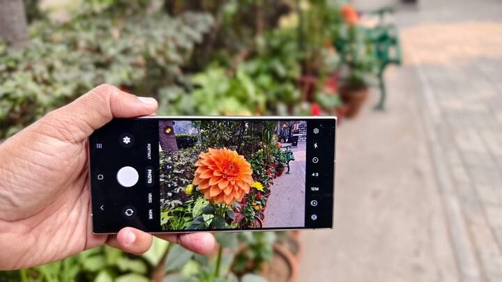 Upping megapixels, shrinking zoom? — The cameras are an important part of the Galaxy S series, and the S24 Ultra comes with four insanely powerful ones on its back. Leading them is a 200-megapixel main sensor with OIS, supported by two telephoto sensors with OIS - a 10-megapixel one with 3x zoom, and a 50-megapixel one with 5x zoom, and a 12-megapixel ultrawide. Interestingly, optical zoom has been cut from 10x on the S23 Ultra to 5x, but Samsung says the increased megapixels on the telephoto will result in better images, even with digital zoom! A 12-megapixel camera handles selfies. (Image Credit: Akriti Rana & Nimish Dubey)