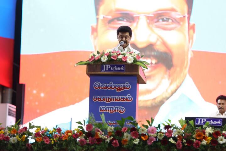 Chief Minister M.K.Stalin says No one can separate DMK and Thirumavalavan - TNN திமுகவையும், திருமாவளவனையும் யாராலும் பிரிக்க முடியாது - முதலமைச்சர் ஸ்டாலின் பேச்சு
