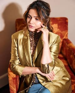 Rubina Dilaik Pics: जुड़वा बेटियों के जन्म के बाद पहली बार किलर लुक में दिखीं रुबीना दिलैक, डेनिम ड्रेस के साथ गोल्डन ब्लेजर में शेयर की फोटोज