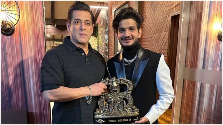 Munawar Faruqui shared First Photo With Salman Khan After Winning Bigg Boss 17 Bigg Boss 17 का विनर बनने के बाद Munawar ने Salman Khan संग शेयर की पहली तस्वीर, फैंस के लिए लिखी ये बात