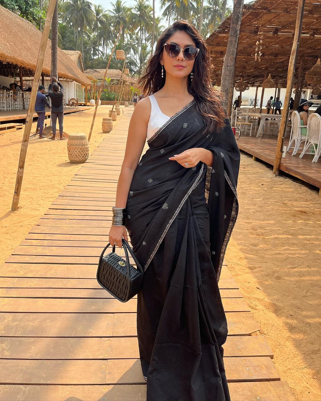 Shruti Haasan Looks OG Goth Girl In Black Saree, Low Neck Blouse Design,  And Shimmery Jacket With Oxidised Accessories