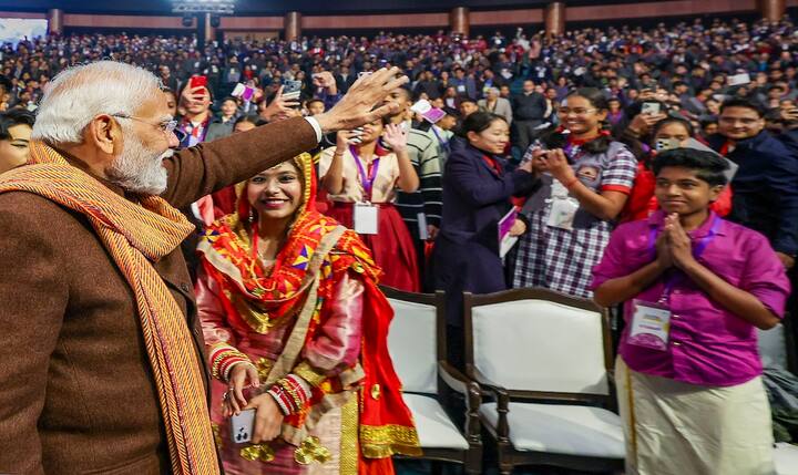 Started in 2018, the Pariksha Pe Charcha is aimed at helping students combat exam stress, instilling them with confidence to take on the exams, and help them with tips to overcome their examination challenges. (Image Source: PTI)