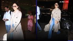 बेज कलर के लॉ़न्ग ओवरकोट के साथ डेनिम पहने एयरपोर्ट पर स्टाइलिश लुक में स्पॉट हुईं Kiara Advani, एक्ट्रेस की अदाएं देख फैंस हुए दीवाने