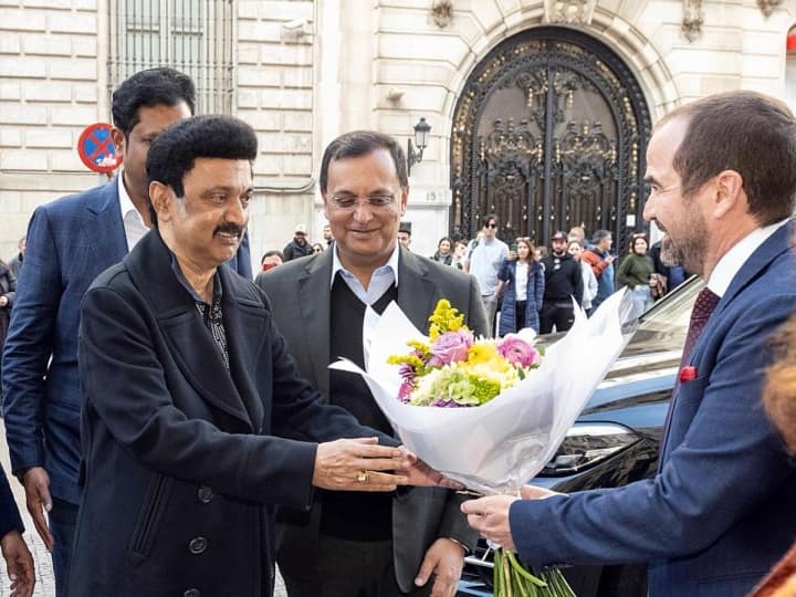 MK Stalin at spain investors meet says Tamil Nadu and Spain has great similarity CM Stalin In Spain : 