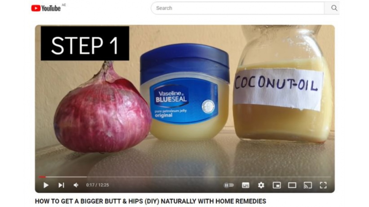 Screenshot of a video explaining how to naturally enlarge breasts with at-home available products. (Source: YouTube)