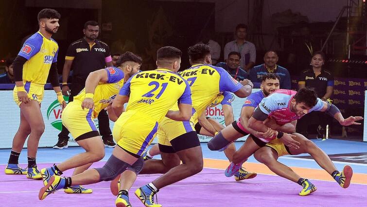 Pro Kabaddi 2023 LIVE UpdatesTamil Thalaivas  vs Jaipur Pink Panthers Tamil Thalaivas vs Jaipur Pink Panthers LIVE: தமிழ் தலைவாஸ் அணியை வீழ்த்தியது ஜெய்ப்பூர் பிங்க் பாந்தர்ஸ்! முதல் அணியாக ப்ளே ஆப் சுற்றுக்கு தேர்வு!