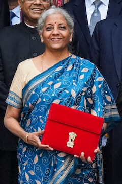 Nirmala Sitaharaman Poses With 'Bahi-Khata' Tablet Ahead Of Interim Budget 2024: IN PICS