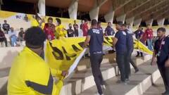 Banner From Hyderabad FC Staff Demanding Salary During ISL Match Against FC Goa Removed By Security, Video Viral