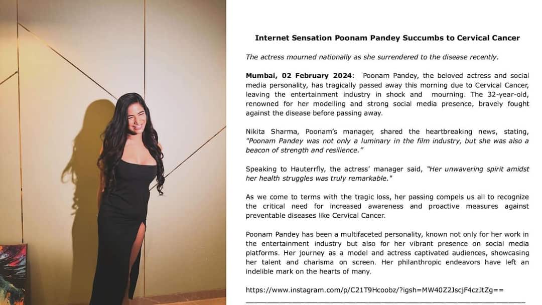Poonam Pandey Death manager Nikita Sharma cervical cancer Social media sensation Marathi News Poonam Pandey manager : पूनम पांडेच्या निधनाबाबत मॅनेजर निकिता शर्मा काय म्हणाली?