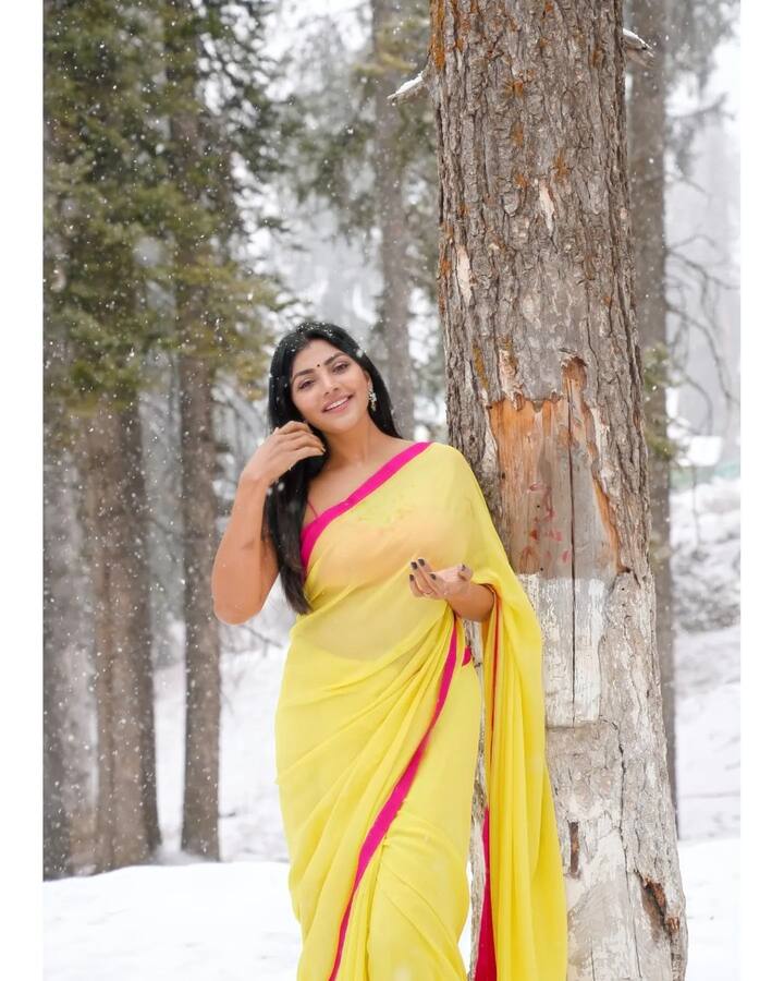 ఈ ఫొటోలను తన ఇన్‌స్టాగ్రామ్‌లో షేర్‌ చేసింది. కశ్మీర్‌ మంచు కొండల మధ్య ఎల్లో కలర్‌ చీరలో లహరి యాపిల్‌ పండులా మెరిసిపోయింది. ప్రస్తుతం ఆమె నెట్టింట వైరల్‌గా మారింది.