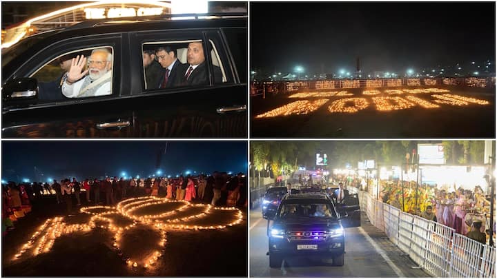 A spectacular welcome awaited Prime Minister Narendra Modi in Assam's Khanapara, where thousands gathered to illuminate 1,00,000 diyas, celebrating his arrival.