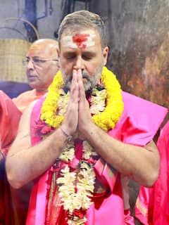 Rahul Gandhi Performs Rudrabhishek At Deoghar's Baidyanath Dham — IN PICS