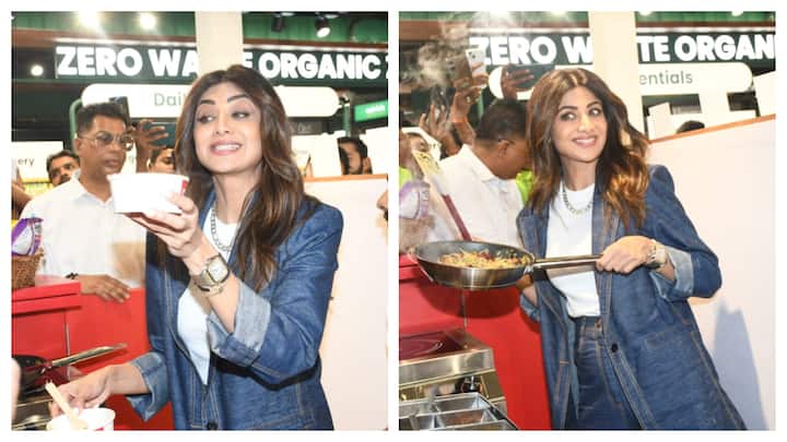 Actor Shilpa Shetty was spotted at a store launch event on Saturday.