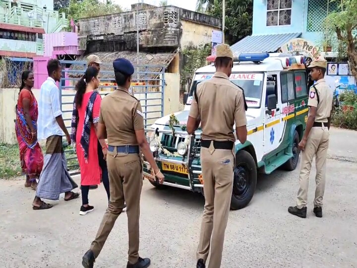 இருதரப்பினரிடையே மோதல் -  எஸ்பி அலுவலகம் உள்ளே ஆம்புலன்ஸில் வந்த நபரால் மயிலாடுதுறையில் பரபரப்பு