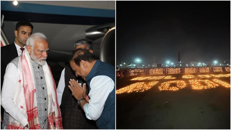 PM Modi Receives Grand Welcome In Assam As 1,00,000 Diyas Illuminated To Have fun His Arrival