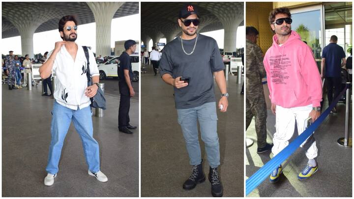 Bollywood Actors Pics: आज सुबह फिर मुंबई एयरपोर्ट पर बॉलीवुड स्टार्स का मेला लगा हुआ नजर आया. सनी कौशल से लेकर कुणाल खेमू और विद्युत जामवाल तक सभी सुपर कूल लुक में स्पॉट हुए.