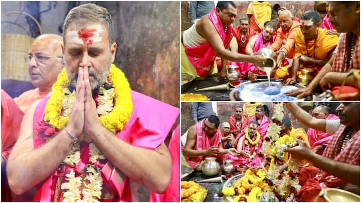 Rahul Gandhi performed Rudrabhishek at the Baba Baidhnath Dham in Jharkhand and prayed for the happiness, peace, and prosperity of the country.