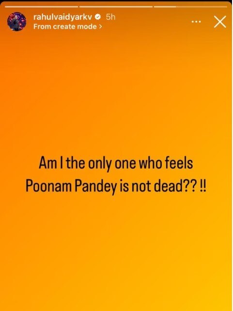 Poonam Pandey: ਪੂਨਮ ਪਾਂਡੇ ਦੀ ਮੌਤ ਦੀ ਖਬਰ 'ਤੇ ਸਵਾਲੀਆ ਨਿਸ਼ਾਨ, ਰਾਹੁਲ ਵੈਦਿਆ ਬੋਲੇ- 'ਮੈਨੂੰ ਲੱਗਦਾ ਉਹ ਜ਼ਿੰਦਾ...