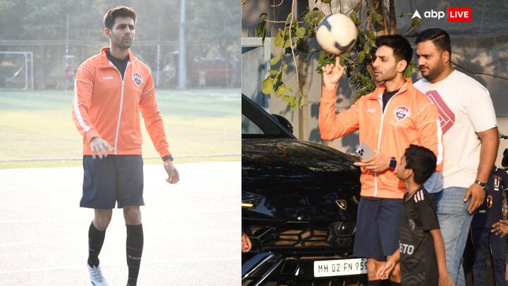 kartik aaryan Pics: बॉलीवुड एक्टर कार्तिक आर्यन की कुछ तस्वीरें सामने आई हैं. जिसमें वो कभी मैदान पर फुटबॉल खेलते नजर आए, तो कभी छोटे-छोटे फैंस के साथ बातचीत करते दिखे. नीचे देखिए फोटोज