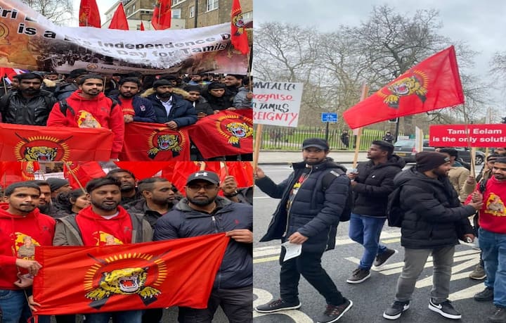 Sri Lanka's 76th Independence Day, diaspora Tamils ​​protested in Britain - TNN இலங்கை 76-வது சுதந்திர தினத்தில் பிரித்தானியாவில் புலம்பெயர் தமிழர்கள்  எதிர்ப்பு போராட்டம்