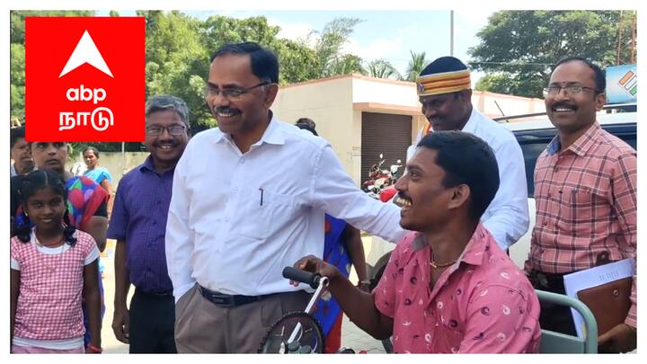 Mayiladuthurai District Collector  gave a three-wheeler to a differently-abled youth and asked him about his marriage - TNN பெண் பார்த்திடலாமா?... இளைஞரிடம் கேட்ட மாவட்ட ஆட்சியர் - வெட்கப்பட்ட மாற்றுத்திறனாளி