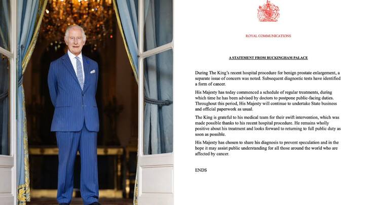 Britain's King Charles III Diagnosed With Cancer official statement from Buckingham Palace Britain's King Charles: பேரதிர்ச்சி..! 74 வயதில் பிரிட்டன் மன்னரான மூன்றாம் சார்லஸ் - புற்றுநோய் பாதிப்பு என அறிவிப்பு