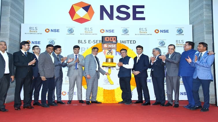 BLS E-Services Listing: BLS E-Services shares more than double on listing BLS E-Services Listing: BLS E-Servicesની ધમાકેદાર એન્ટ્રી, લિસ્ટ થતા જ 129 ટકાનો જોરદાર નફો