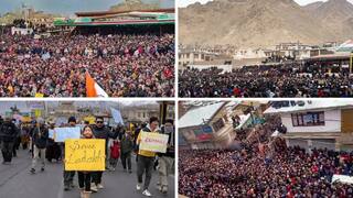 Ladakh Protest : हाडं गारठवणाऱ्या थंडीत पोरा बाळांसह लडाखच्या जनतेचा हक्कांसाठी रस्त्यावर आक्रोश; आमरण उपोषणाचा इशारा