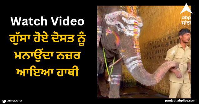 elephant seen convincing an angry friend video goes viral Viral Video: ਗੁੱਸਾ ਹੋਏ ਦੋਸਤ ਨੂੰ ਮਨਾਉਂਦਾ ਨਜ਼ਰ ਆਇਆ ਹਾਥੀ, ਵਾਇਰਲ ਵੀਡੀਓ ਦੇਖ ਕੇ ਲੋਕਾਂ ਨੇ ਕਿਹਾ- ਇਸ ਨੂੰ ਕਹਿੰਦੇ ਨੇ ਬਿਨਾਂ ਸ਼ਰਤ ਪਿਆਰ