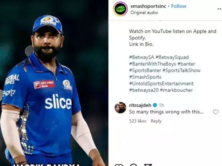 Ritika Sajdeh's Comment On Mark Boucher Explaining MI's Decision To Replace Rohit Sharma With Hardik Pandya As Captain Goes Viral