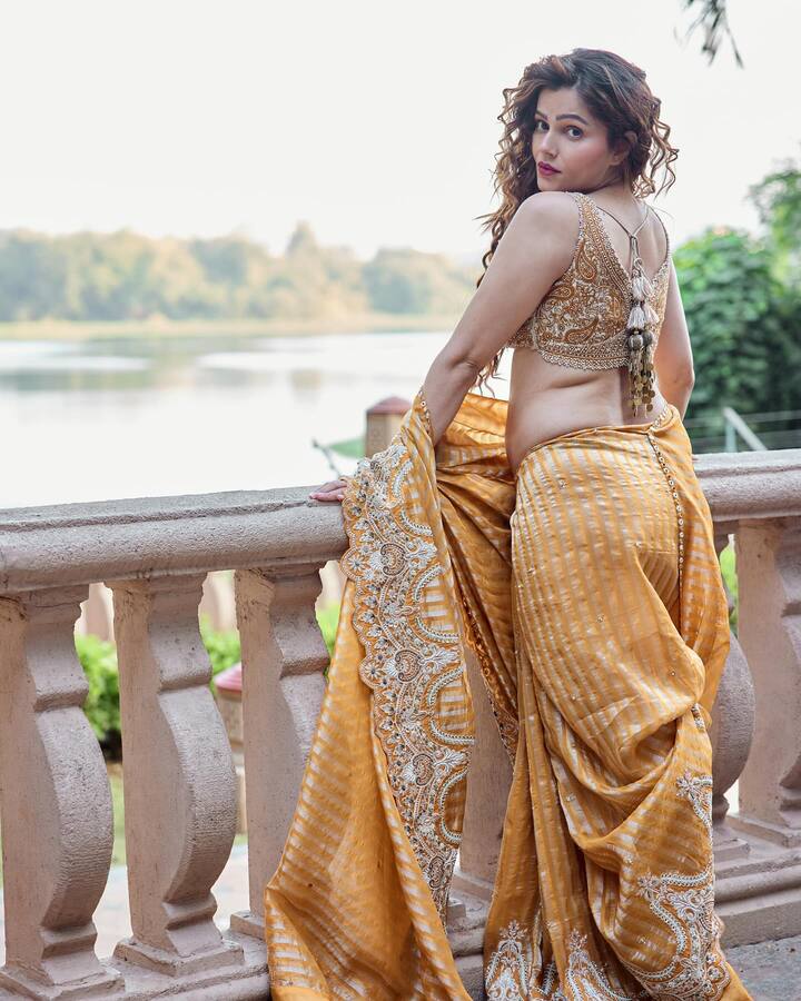 रुबिनाने तिच्या अधिकृत इंस्टाग्राम हँडलवर साडीतील एक फोटो शेअर केला आहे. (pc:rubinadilaik/ig)