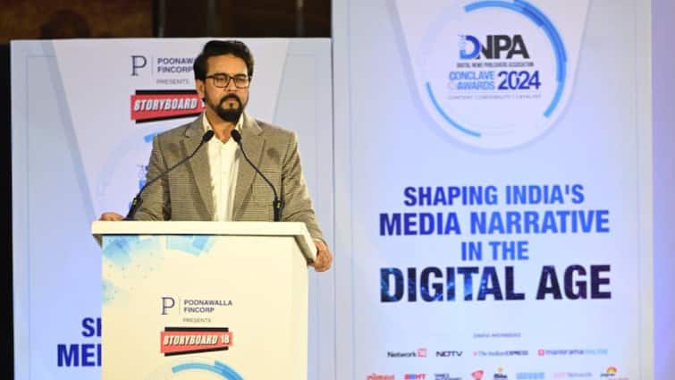 DNPA Conclave Virtual Affect Awards Rajeev Chandrasekhar Anurag Thakur Spotlight Asymmetry Between Large Tech & Virtual Information Platforms newsfragment