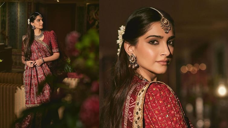 Sonam Kapoor wore 35 years old Gharchola Sharee of her mother know the specialty of this sharee Sonam Kapoor: ৩৫ বছরের পুরনো 'ঘরচোলা' পরে তাক লাগিয়েছেন সোনম, কী বিশেষত্ব এই শাড়ির?