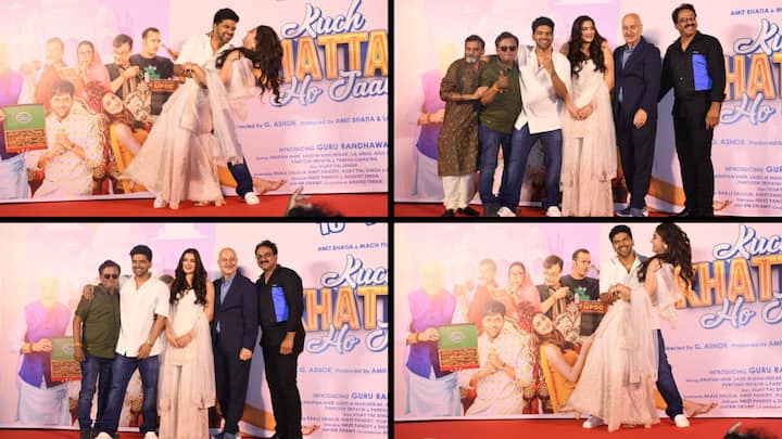 Saiee M Manjrekar and Guru Randhawa's rom-com 'Kuch Khattaa Ho Jaay' has ben launched and here is a glimpse of the two stars sharing cute moments at the event.