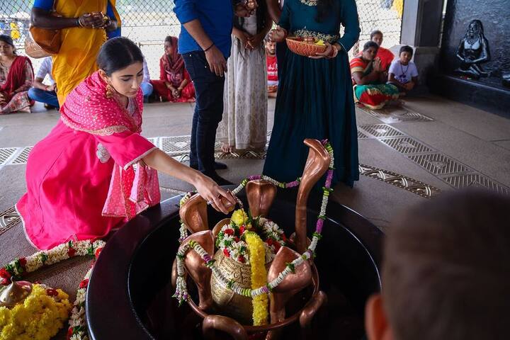 லிங்கத்திற்கு அபிசேகம் செய்யும் நாகினி நடிகை