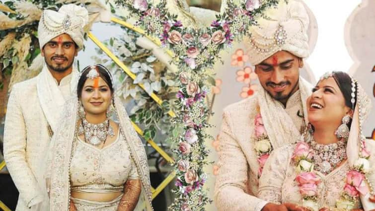 IPL 2024 Delhi Capitals Bowler Praveen Dubey marriage photos IPL 2024: शादी के बंधन में बंधा दिल्ली कैपिटल्स का गेंदबाज, टीम ने दिलचस्प अंदाज में दी बधाई