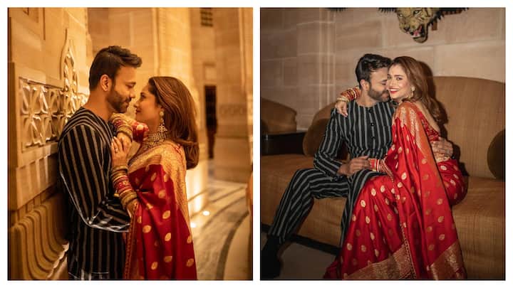 Bigg Boss 17 contestant Ankita Lokhande shared loved-up photos with her husband Vicky Jain on Instagram.