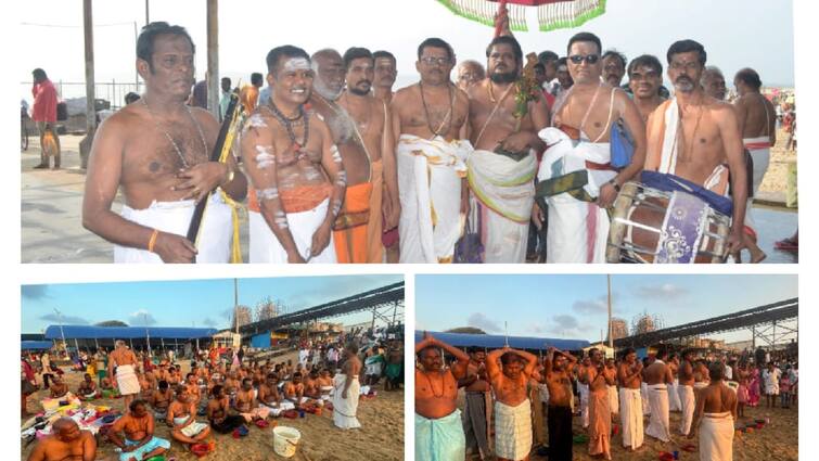 Thai Amavasai 2024 Many people worship their ancestors on the Tiruchendur beach - TNN தை அமாவாசை: திருச்செந்தூர் கடற்கரையில் ஏராளமானோர் முன்னோர்களுக்கு தர்ப்பணம்