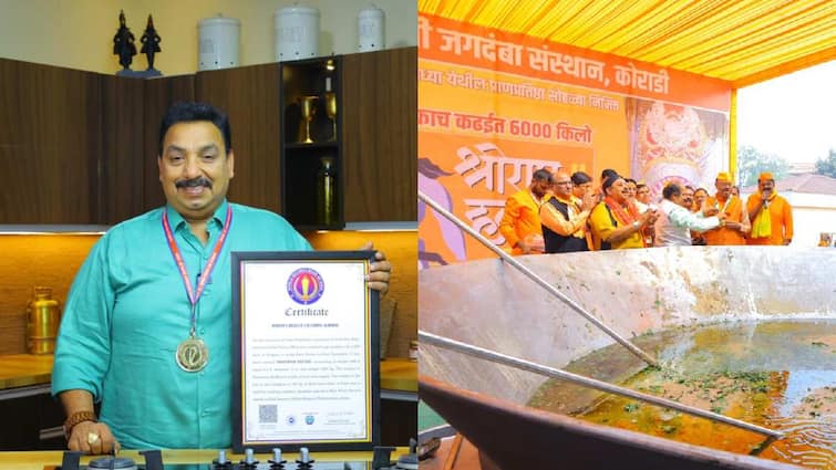 Nagpur News Hanuman Kadhai made for ayodhya ram mandir by chef vishnu manohar became the worlds largest kadhai will make world record maharashtra marathi news Nagpur News: 'हनुमान कढई' ठरली जगातील सर्वात मोठी कढई; विष्णू मनोहर यांना विश्वविक्रम बहाल