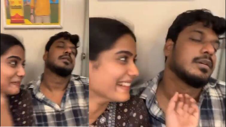 Lover Movie fame Manikandan and srigouripiriya video goes on viral Manikandan: தூங்கும் மணிகண்டனை எழுப்பி விட்ட ஸ்ரீகௌரி பிரியா - வைரலாகும் வீடியோ