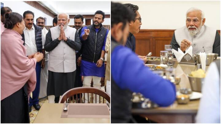 Prime Minister Narendra Modi had lunch with Members of Parliament at the Parliament Canteen on Friday, February 9, 2024.