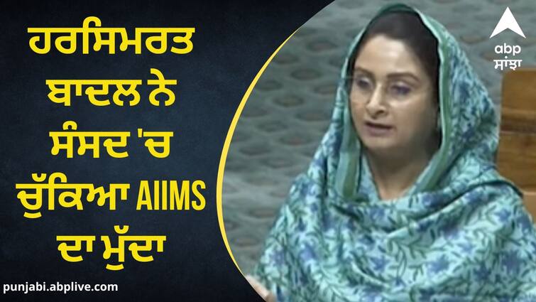 Harsimrat Badal raised the issue of AIIMS in Parliament demanded to increase the posts Punjab News: ਹਰਸਿਮਰਤ ਬਾਦਲ ਨੇ ਸੰਸਦ 'ਚ ਚੁੱਕਿਆ AIIMS ਦਾ ਮੁੱਦਾ, ਪੋਸਟਾਂ ਵਧਾਉਣ ਦੀ ਕੀਤੀ ਮੰਗ