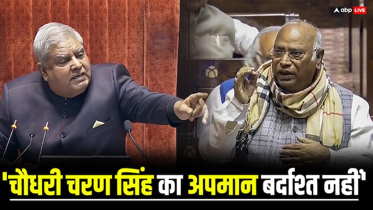Jagdeep Dhankhar ask Mallikarjun Kharge Why are you shouting like a commando uproar amid Jayant Chaudhary address संसद में बोल रहे थे जयंत चौधरी, कांग्रेस के सांसद करने लगे हंगामा, धनखड़ ने खरगे से पूछा- 'कमांडो की तरह क्यों चिल्ला रहे?'