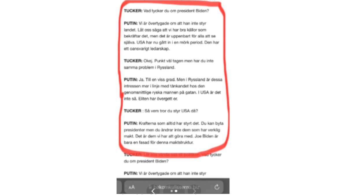 A Swedish video of the false transcript that went viral on TikTok.  (Source: TikTok/screenshot/Annotated by Logically Facts)