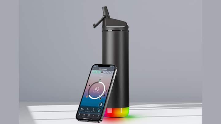 Hidrate Spark Steel Smart Water Bottle [Price: 10,449]: It features an LED sensor prompting users to drink and track water intake via Bluetooth. Crafted from BPA-free, vacuum-insulated stainless steel, it maintains drink temperature. Customisable with various lids, colours, and sizes, users can personalize glow colours and light patterns through the app. With features like location tracking and fast charging, it ensures users effortlessly maintain hydration for optimal health. (Image Source: Hidrarte Spark)