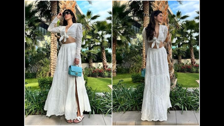 Shanaya Kapoor shared a series of pictures exuding elegance dressed in a white co-ord set and enjoying herself on Dubai streets.