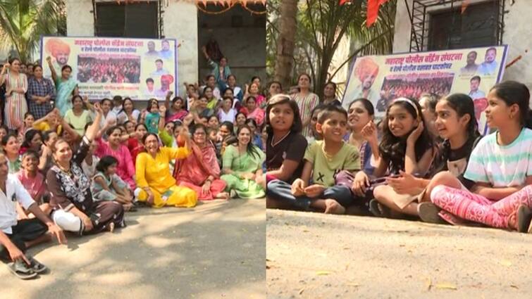 Railway Police Wives Ghatkopar Colony protest provide permanent housing like BDD chawl mumbai marathi news  Mumbai : बीडीडी चाळीप्रमाणे लोहमार्ग पोलिसांनाही कायमस्वरुपी घरे द्या; घाटकोपर वसाहतीत पोलीस पत्नींचे आंदोलन