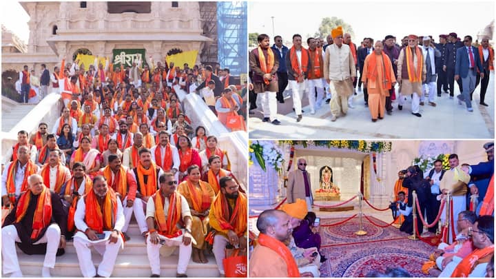 Legislators from Uttar Pradesh, excluding those from the main opposition Samajwadi Party, visited the newly constructed Ram temple in Ayodhya on Sunday.